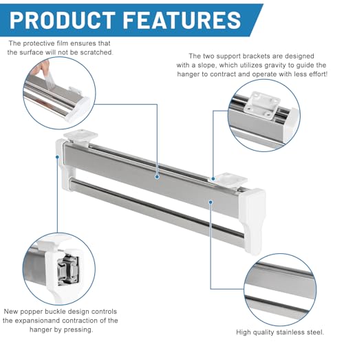 DBREAKS Extendable Clothes Rail for Wardrobe Adjustable from 45 to 90 cm - Image 4