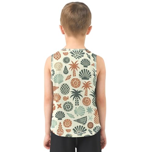 susiyo Summer Seashell Palm Trees Boys Sleeveless Tank Top Girls Athletic T Shirt3