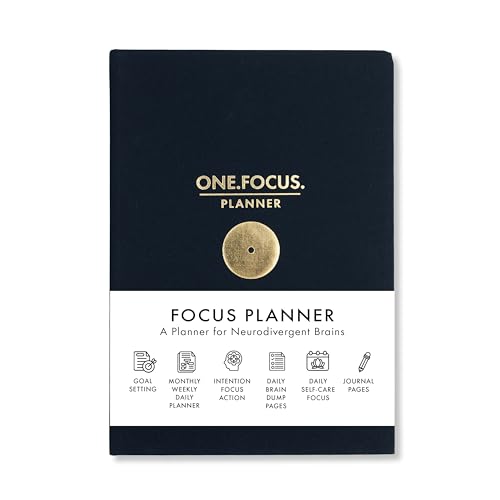 Daily Focus Planner: 90-Day Undated Goal Journal, Vision Mapping, Mindfulness, Monthly, Weekly, Daily Goal Setting, Gratitude, Habit Tracking, Gift for Professionals, Neurodivergent Adults, Productivity, A5, Black