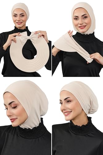 Aisha's Design 4 in 1 Modest Hijab Swim Set Quick Dry Full Coverage Pool Beach Headwear 3-Pack & 4-Pack