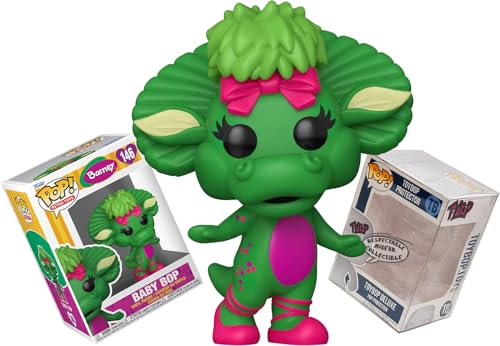 Funko Baby Bop with Bow + Pop Protector: Barney Retro Toys Pop! TV Vinyl Figure (Gift Set Bundled with ToyBop Brand Box Protector Collector Case - UV and Scratch-Resistant)