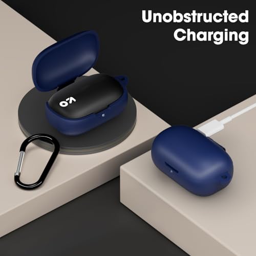 Image of Sounce Earphone Case Cover Compatible for GOBOULT Z20, Soft Silicone Skin Case Cover Shock-Absorbing Protective Case with Keychain [Front LED Visible] - Blue