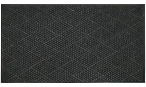 Image of WaterHog Max Diamonds Front Door Mat Indoor Outdoor Entrance, All-Weather Heavy Duty Commercial Doormat, Non-Slip Rubber Backing, Dirt & Moisture Trapper, Low Profile, Made in USA, 35 inchx59 inch Black Smoke