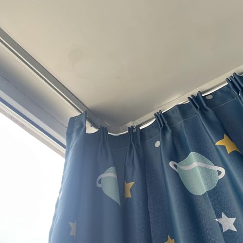 SRNSAEB Gazebo Curtains Track System 1 3 5 7 9 10 M, White/Black Single Track Curtain Rail Ceiling Mount, Aluminium Curtain Rods Rail Slide with Silent Pulley for Room Divider(White,26ft/8m)