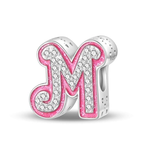 925 Sterling Silver Letter Charms A-Z Alphabet Beads for Bracelet and Necklace 26 Initial Letter Charms Beads Pendant fit for European Bracelets Necklace