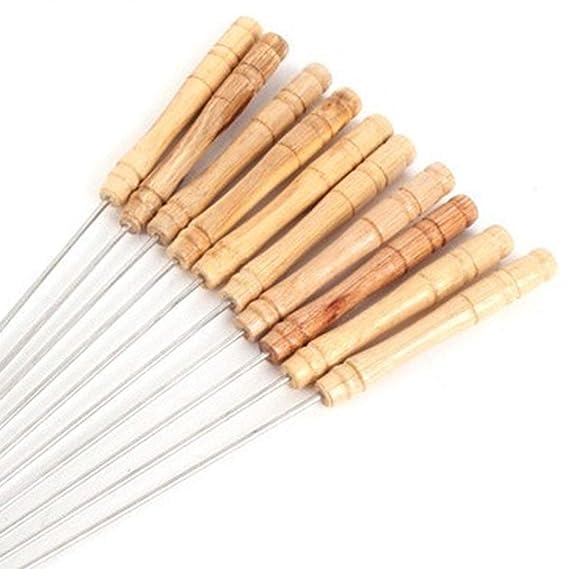 Viraaji Portable Barbeque Griller Stainless Steel Barbeque Skewers Set Reusable BBQ Grilling Sticks for Outdoor Camping Barbecue Cooking Tools (Set of 1) (12 Pcs)