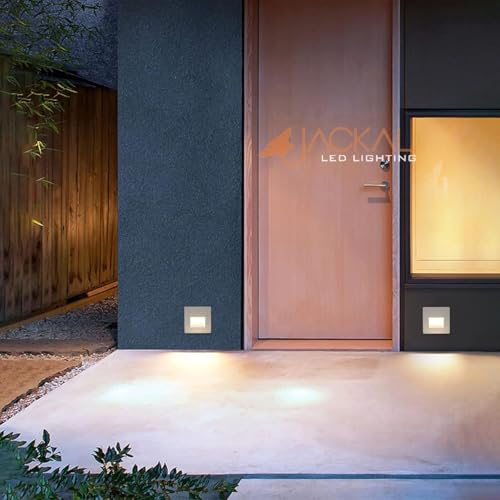 Image of JACKAL 3W LED Step Light, 120V Stair Light Indoor /Outdoor Ultra Bright, IP65 Waterproof, 3000K (WW) White Body | Perfect for Home Decor, Stairway, Pathway, Driveway, Etc. | (6 Months Warranty)