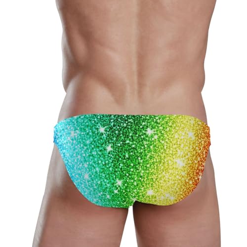 Men's Rainbow Glitter Swim Briefs Bikini Swimsuit S 202c14014