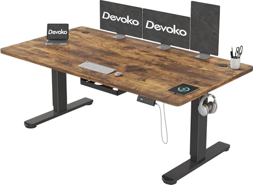 Devoko Elektryczne Biurko Stacjonarne Z Gniazdem Ładowania Typu C, 160 x 80 cm, ...