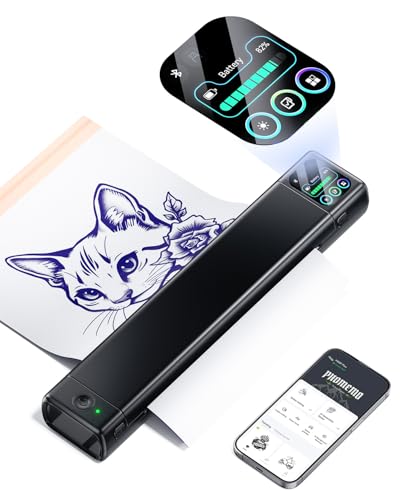 Phomemo M08F Plus Impresora de Esténcil para Tatuajes - Impresora Termica Tattoo Profesional con Pantalla Táctil y 10 Hojas de Papel Transfer Premium