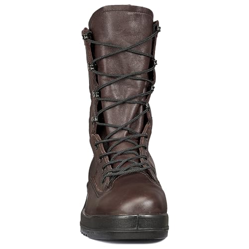 BELLEVILLE 330 ST 8" Wet Weather Steel Toe Flight Combat Boots for Men - USMC Navy Aviator Brown Leather with Dri-Lex Lining and Vibram Chevron Outsole; Berry Compliant3