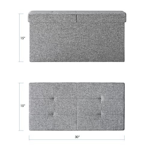 Otto & Ben 30" Storage Ottoman With Smart Lift Top, Upholstered Tufted Bench, Foot Rest, Light Grey #TOP2