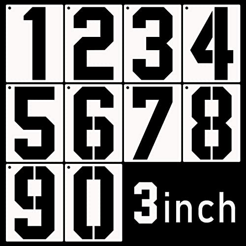 DXCYZ 3 Inch Large Number Stencils Kit 0-9 Address Number Stencils, 10PCS Reusable Plastic Painting Number Templates for Mailbox Signs, Door, Cars