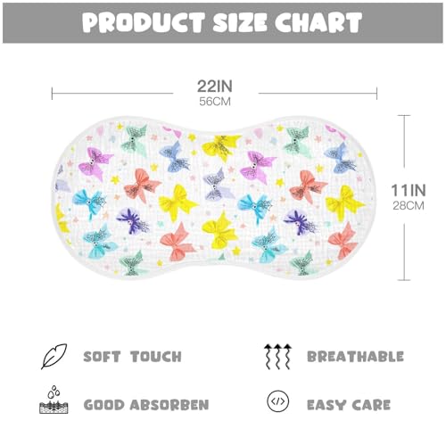 Pastel Bows Baby Burp Cloths for Boys and Girls, Soft Muslin Spit Up Towels, 22"x11" Newborn Essentials for Feeding and Drooling, 4 Pack4