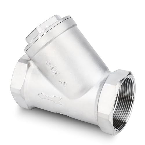 Image of Industrial Plumbing Y Strainers NPT Female 3 inch, Heavy Duty 304 Stainless Steel Y-Strainer, Y-Shaped Filter Valve Connector with 80 Mesh Screen to Remove Excess Impurities for Water Oil Gas DN80