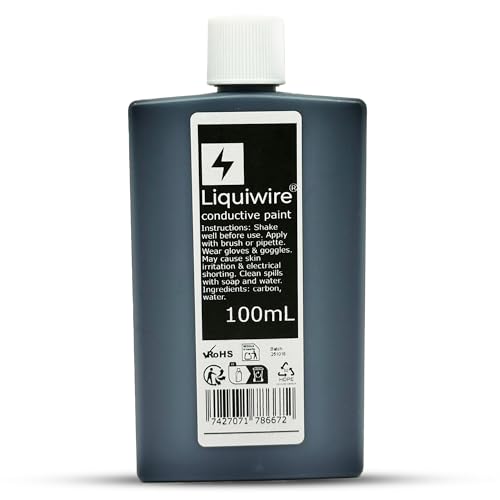 Liquiwire Peinture Conductrice 100ml - Revêtement Carbone à l'Eau pour Blindage Guitare, Réparation PCB et Télécommandes - Noir Mat - Blindage EMI/RF