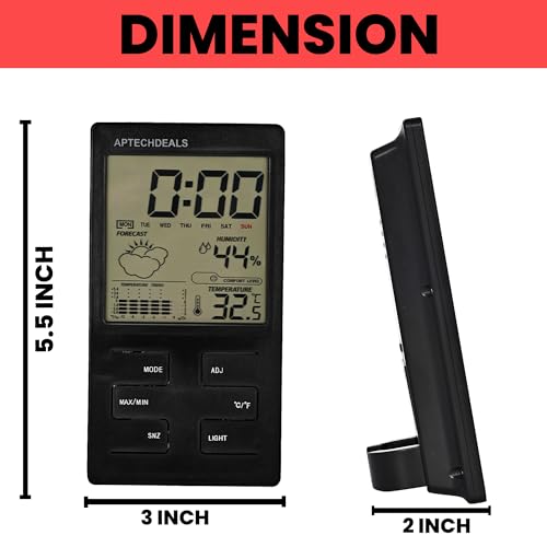 ApTechDeals CX-501 Digital LCD Display Hygrometer Thermometer Humidity Meter with Clock