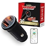 【MFi認証】KEIYO 車両追跡 シガーソケット充電器 スマートタグ搭載 盗難防止 USB-A/C 2ポート 高速充電 Apple Find My対応 愛車位置確認 駐車場シェア 日本企業製 AN-S158 (AN-S158PD（高速充電）)