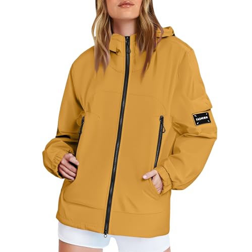 Veste de pluie imperméable pour femme avec capuche légère et coupe-vent