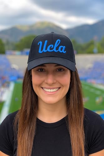 Gorra deportiva universitaria ajustable negra y azul miniatura 3
