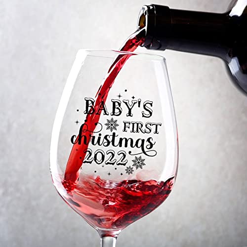 Verres à vin drôles pour le premier Noël de bébé | Cadeau maman de 325 ml - 2