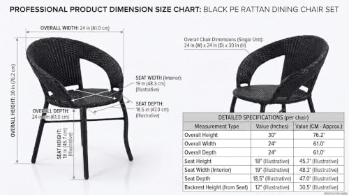 Image of Grand Living 2-Piece Outdoor Wicker Patio Chair Weather-Resistant Chairs Rattan for Terrace, Lawn,& Garden, Balcony (Black, 2 Chair)
