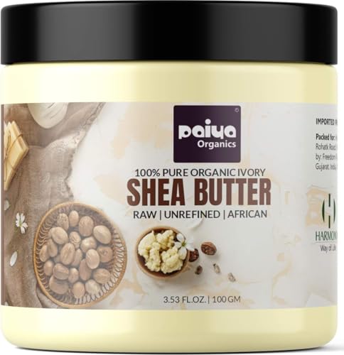 Paiya Organics Raw Unrefined Organic Shea Butter For Skin Face Hair Stretch Marks 100gm