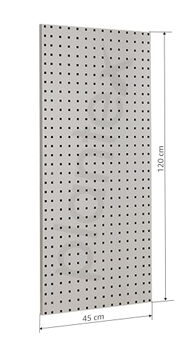 Image of Plantex Tool Organizer for Workshop /Metal Pegboard for Garages /Tool Storage Board /Hanging Pegboard - 120 x 45 cm (Silver)