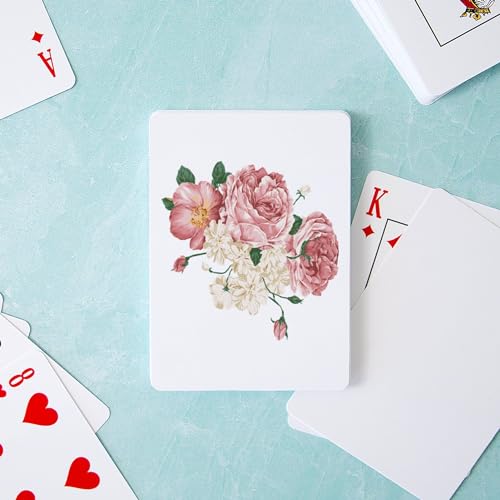 Naipes Póker tamaño estándar con rosas rosas miniatura 3