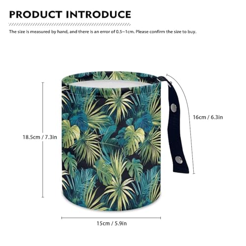 Image of Green Leaves Trash Bag for Car Vehicle Trash Can Waste Basket Collapsible Reusable Leak Proof Auto Organizer Road Trip Must Haves for Kids