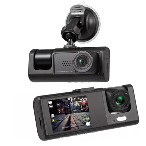 Câmera Veicular 3 Lentes Full HD 1080p com Visão Noturna – Dashcam Frontal, Interna e Traseira, Tela LCD 4” e Detecção de Movimento