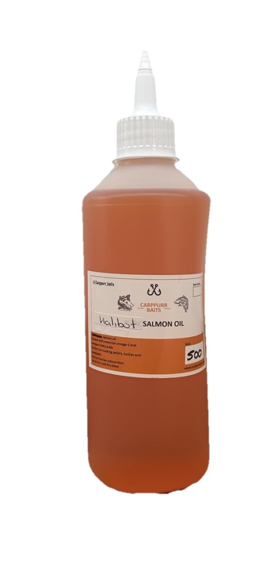 Carppurr baits 500ml Halibut Flavoured Salmon Oil – High Attraction Fishing Oil for Carp, Catfish & Coarse Fishing – Liquid Bait & Pellet Booster