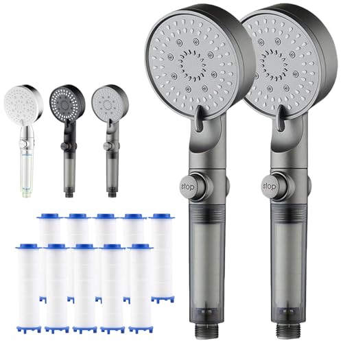 High-Pressure Shower Head with 5 Spray Modes Multi-Function Filtered Showerhead Adjustable Water Settings & Built-in Water Control Switch for Spa Experience