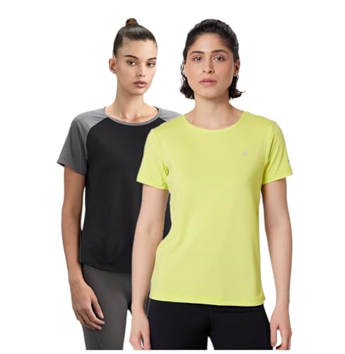 Image of Symbol Premium Women's Solid Regular Fit Sports Stretch T-Shirt | Round Neck | Raglan Sleeve | Moisture-Wicking | Activewear | Running | Gym | Plain (Available in Plus Sizes)