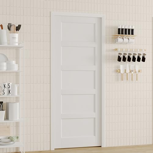Image of Sliding Pocket Door, 30 in. x 80 in, 5-Panel Core with Frame and Hardware Kit Set, Interior Doors Slab for Pocket Door, White Primed - No Panel Assembly Required