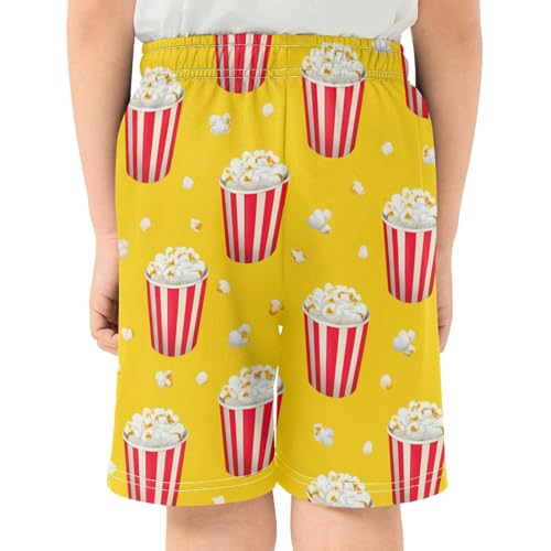 J JOYSAY Popcorn Bucket Yellow Boys Athletic Shorts Kids Youth Casual Shotrs with Pockets Elastic Waistband3