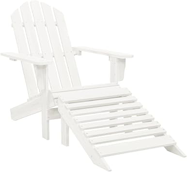 Patio Chair with Ottoman Wood White, Patio Dining Chairs, Bar Stools, Outdoor Seating for Outdoor Relaxation and Entertaining in Your Backyard or Poolside
