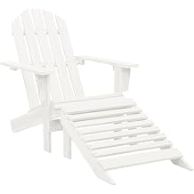 Patio Chair with Ottoman Wood,Garden Chairs,Outdoor Chairs,Beach Chair,Camping Chair,Folding Chair,Lawn Chairs,for Garden,Lawn,Balcony,Front Porch,Poolside,Beach Park,White