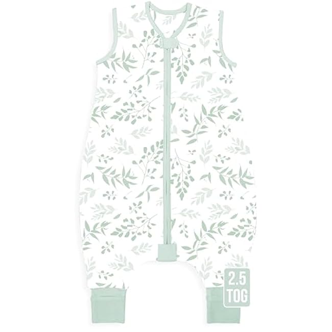 Toddler Sleep Sack with Feet, 0.5 TOG Organic Cotton Baby Sleeping Bag with Legs, Baby Wearable Blankets for Walkers w/ 2-Way Zipper, Baby Sleep Sack for Girls & Boys, Early Walker 18-36 Month