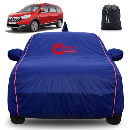 Image of 100% Waterproof Car Cover for Renault's Lodgy | All-Weather, Dustproof & UV Protection | Heavy-Duty 3-Layer Fabric | Custom Fit with Mirror & Antenna Pocket | Navy Blue