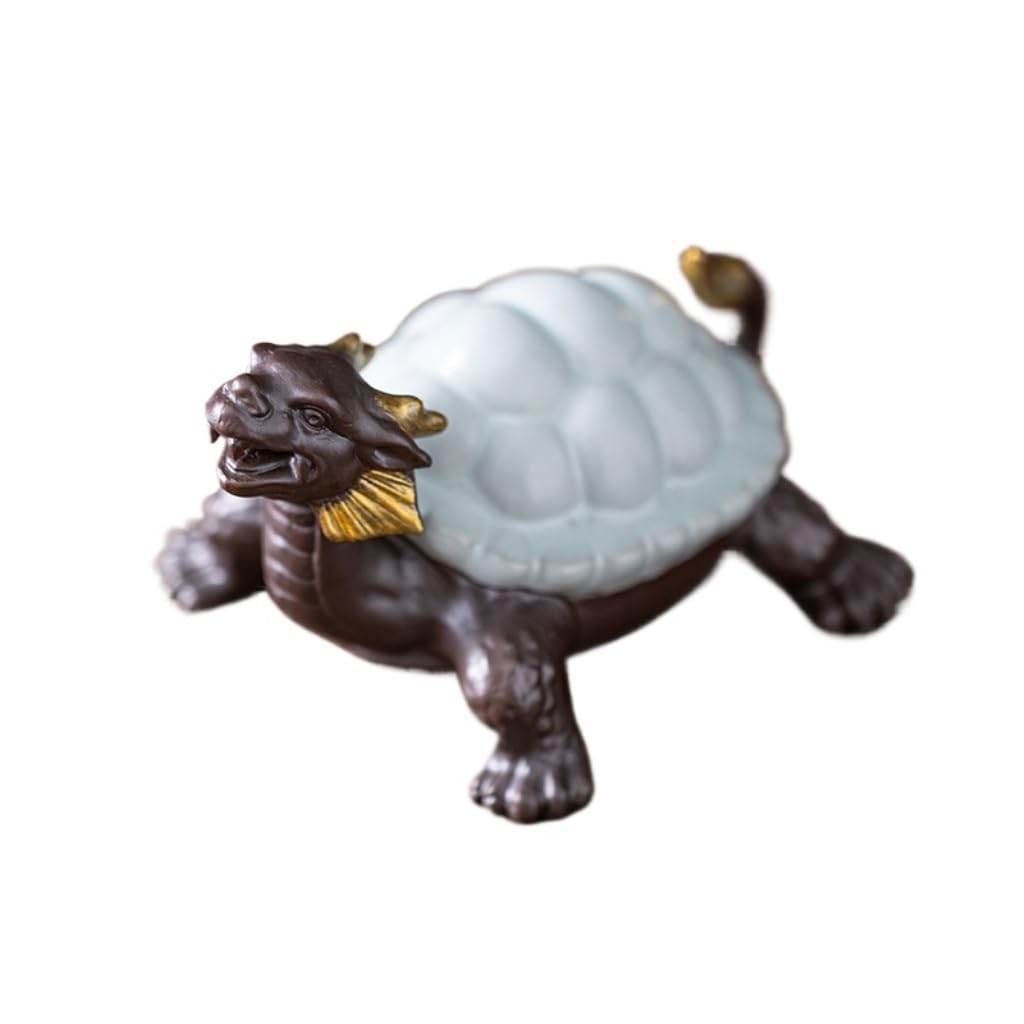 CLARISSABEL Tea Pets Chinese Ceramic Tea Pet Dragon Turtle Tea Table Ornaments Home Living Room Decorations Kung Fu Tea Tray Accessories Tea Set Accessories(B)