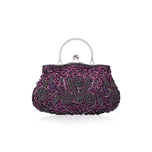 Image of CORIOS Evening Clutch Bag for Women Vintage Beaded Sequin Handbag Bridal Wedding Purse