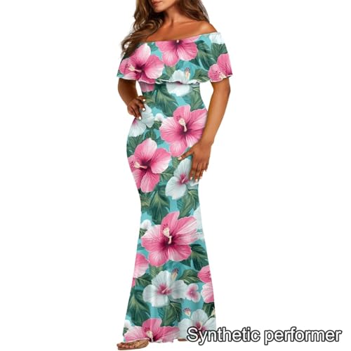 Image of Polynesian Dresses for Women Off Shoulder Maxi Dress Puletasi Samoan Dresses S-7XL
