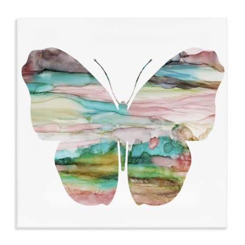 Layered Watercolor Butterfly, 17 x 17 Inch Canvas Wall Art