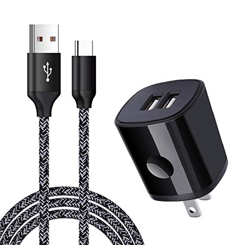 Fast Charging Charger Cable for Samsung Galaxy A11 A01 A21 A51 A71 A9 A12 A32 A52 A72 A13 A10E A03s A15 A14, S24 S23 S22 S21+ S20 FE Note 20 Ultra, LG Stylo 6/5/4, USB Wall Charger with Type C Cable