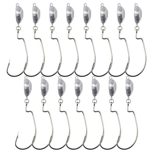 Weighted Texas Rig Hooks (Silver, Standard, 4.83, Ounces)