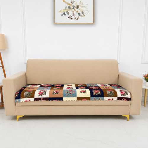 Image of Homerz Premium Printed Quilted Velvet Sofa Slip Cover Protector with Tassels, Sofa Mat, Exact Size, Antislip Cover (Milan, 5 (3+2) Seater, Half)