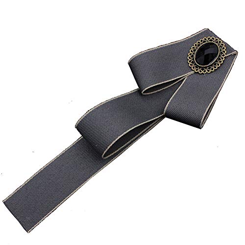 BlouseHouse 制服リボン 蝶ネクタイ リボンタイ 制服小物 レデイース メンズ 男女兼用 ブローチ 韓国風 アクセサリー グレー