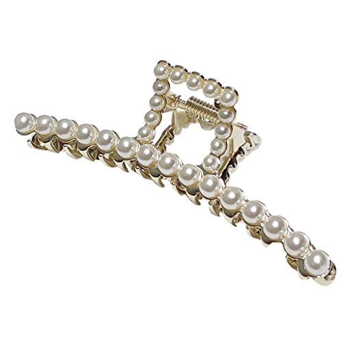 A FEI Garra de cabelo de metal vintage, imitação de pérola, strass, antiderrapante, francês, forte,