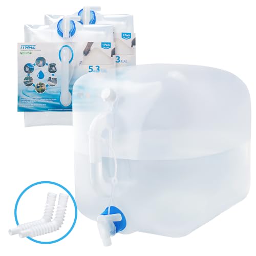 ITRAZ Collapsible Water Container with Spigot, 2&times;5.3 Gallon BPA Free Camping Water Storage Jug...